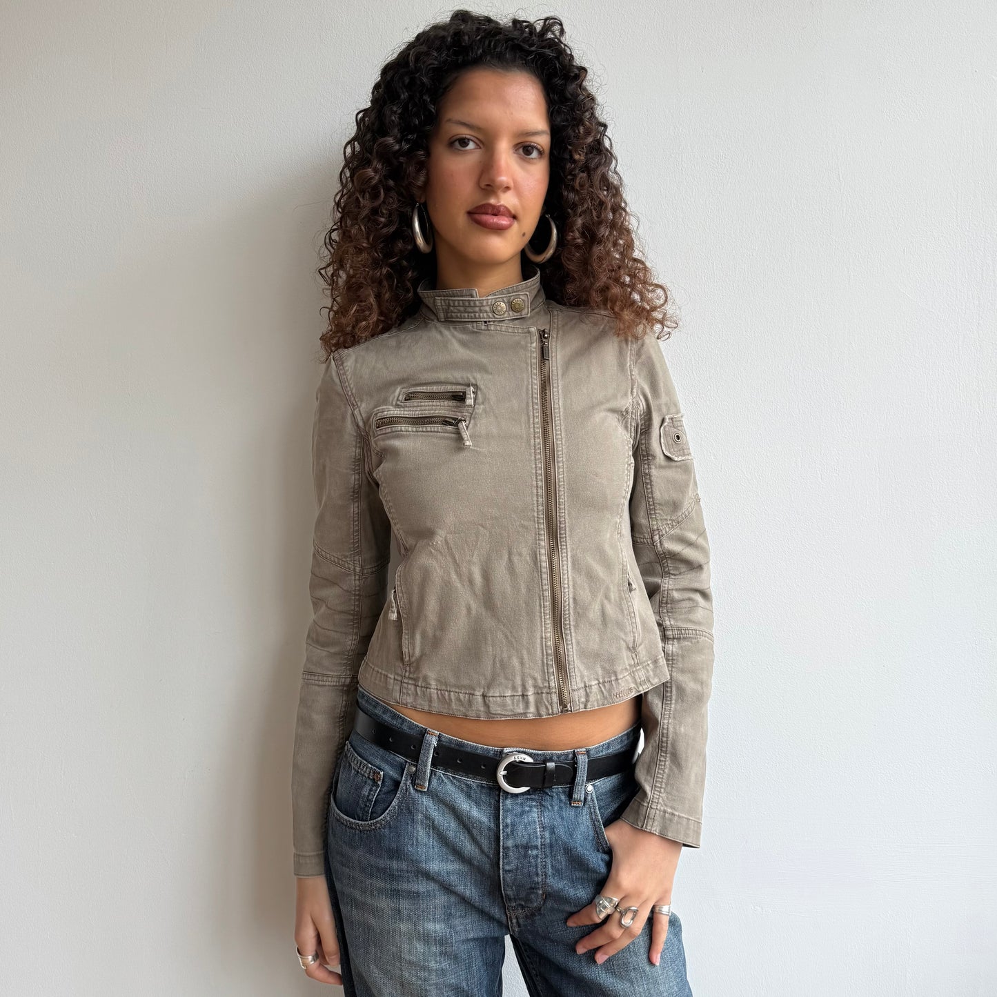Khaki moto jacket - Size S