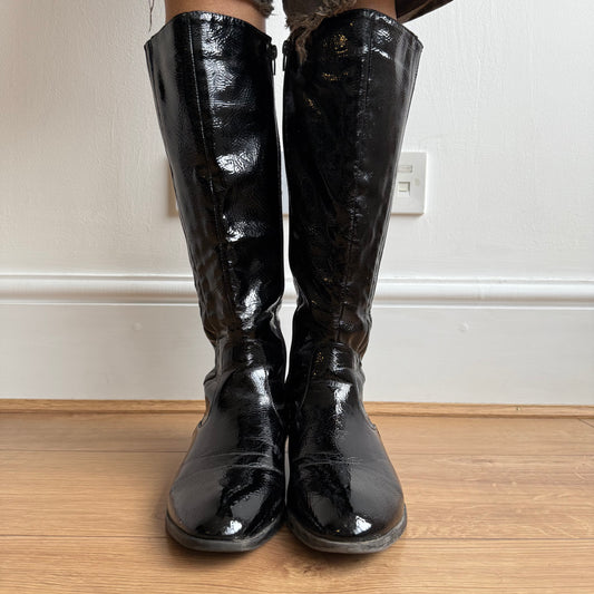 Black PVC boots - Size UK6.5