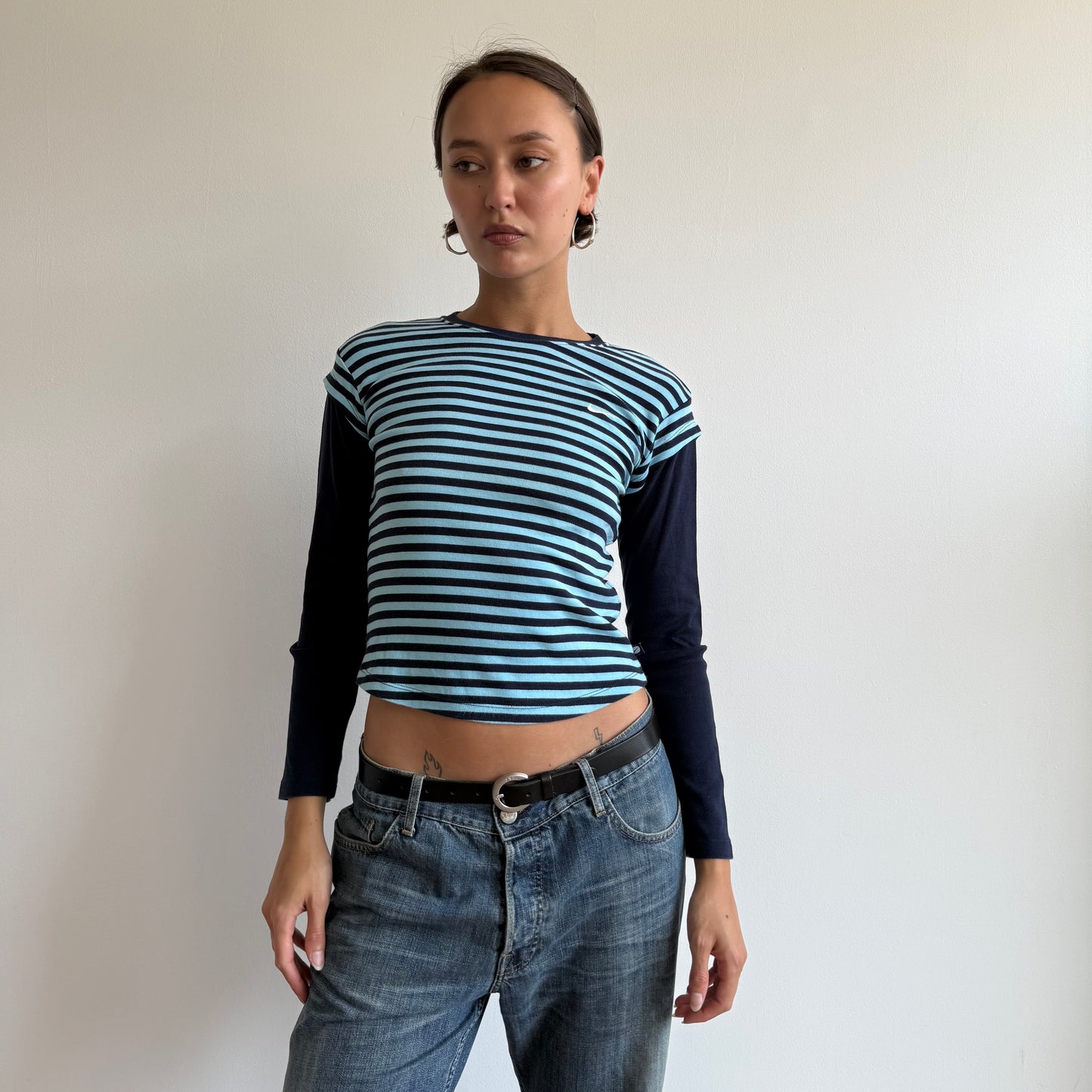 Blue striped Nike long sleeve top - Size XS