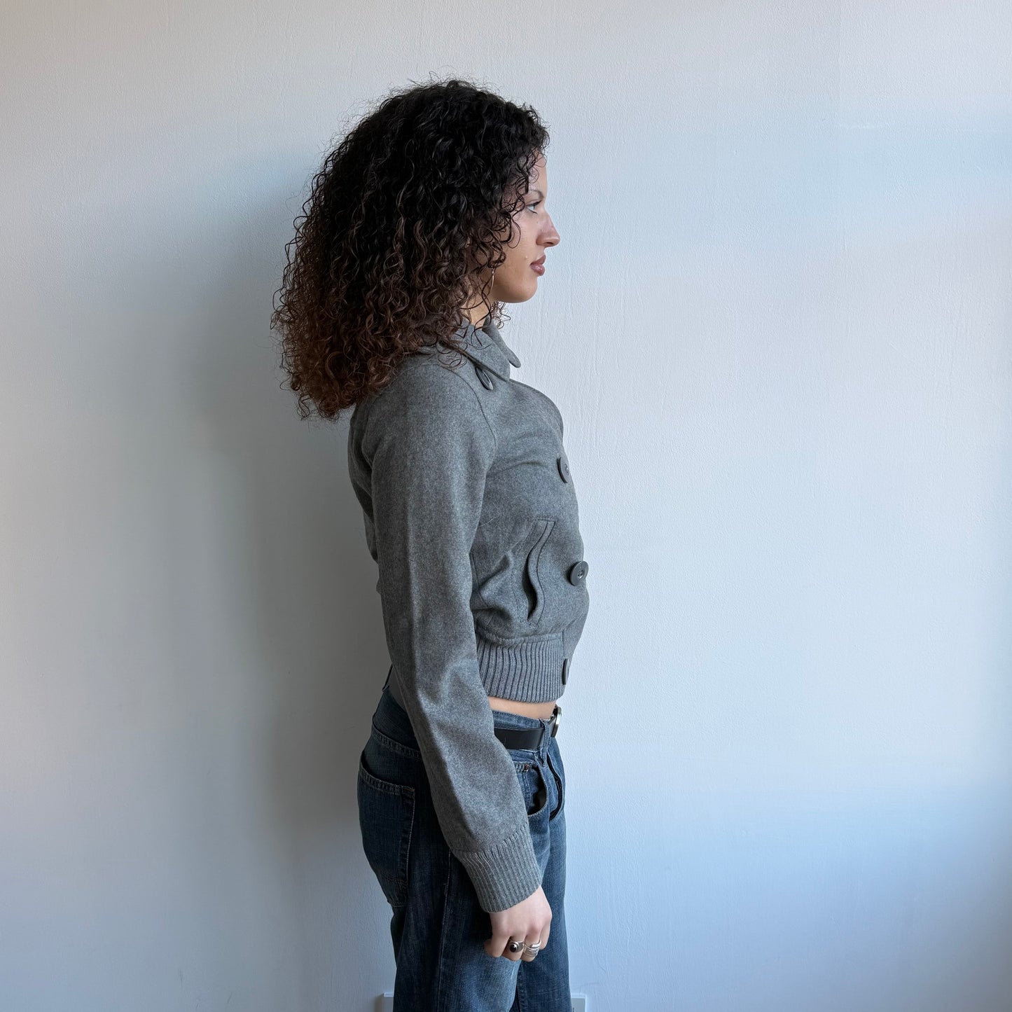 Grey wool bomber jacket - Size M