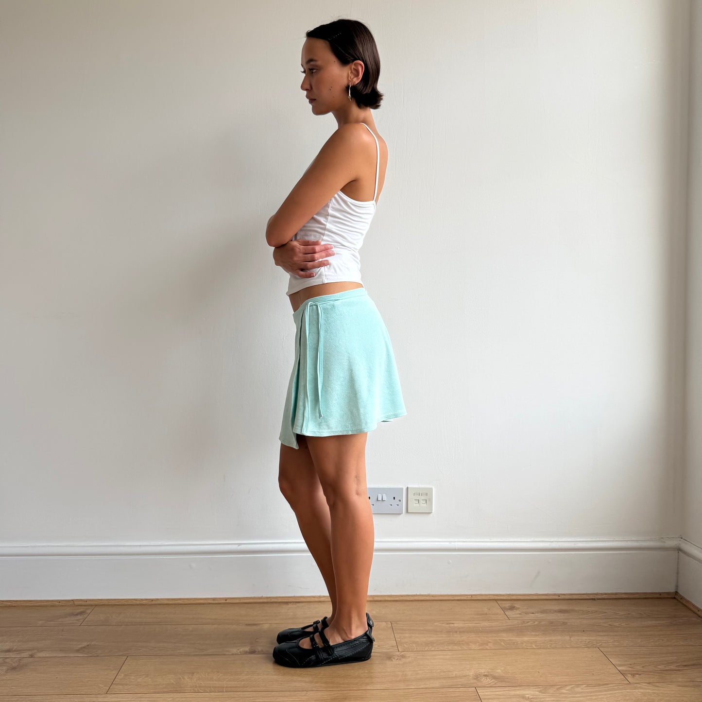 Turquoise terry wrap skirt - One Size