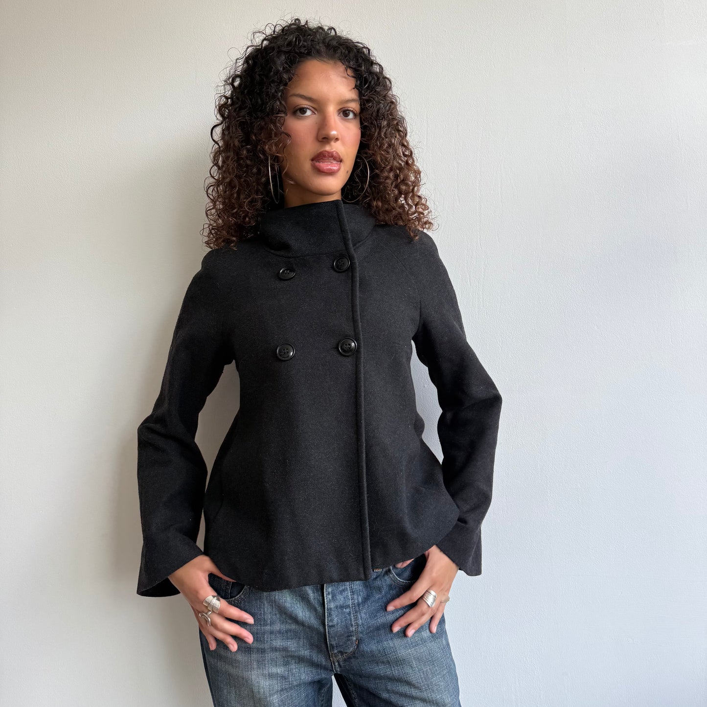Charcoal wool peacoat - Size L