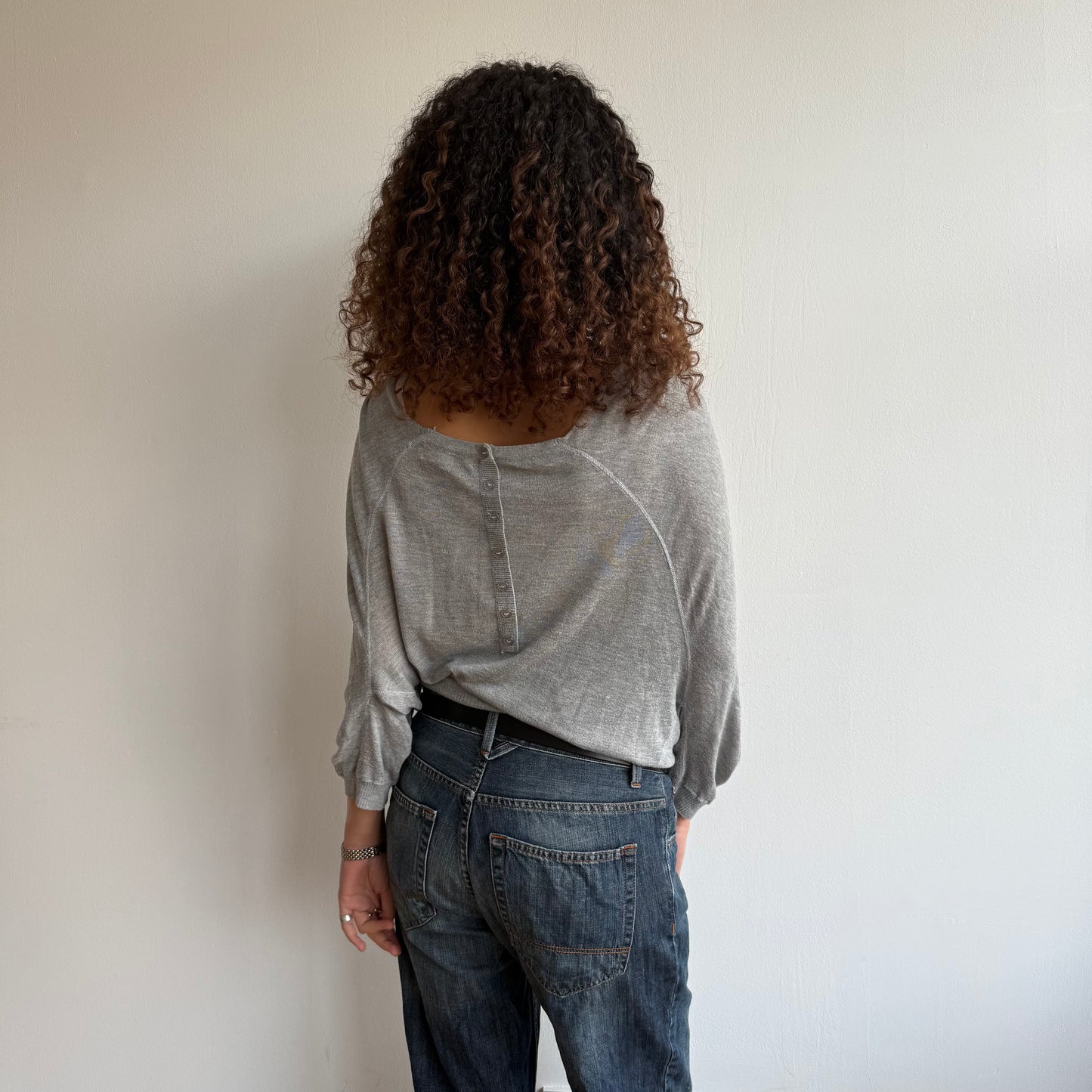 Grey slouchy button knit - Size M