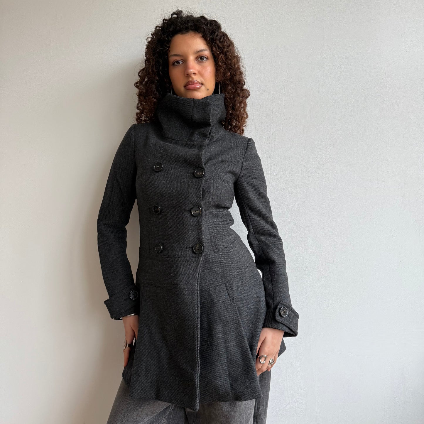 Grey peacoat dress - Size XS