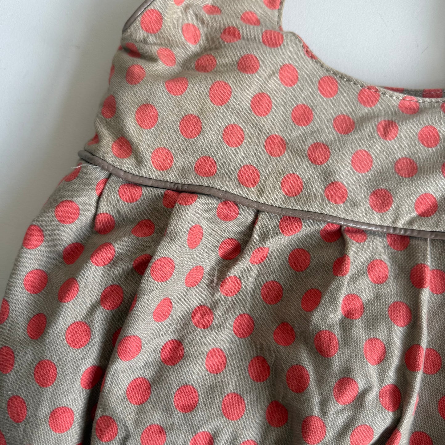 Khaki + orange polka dot bag