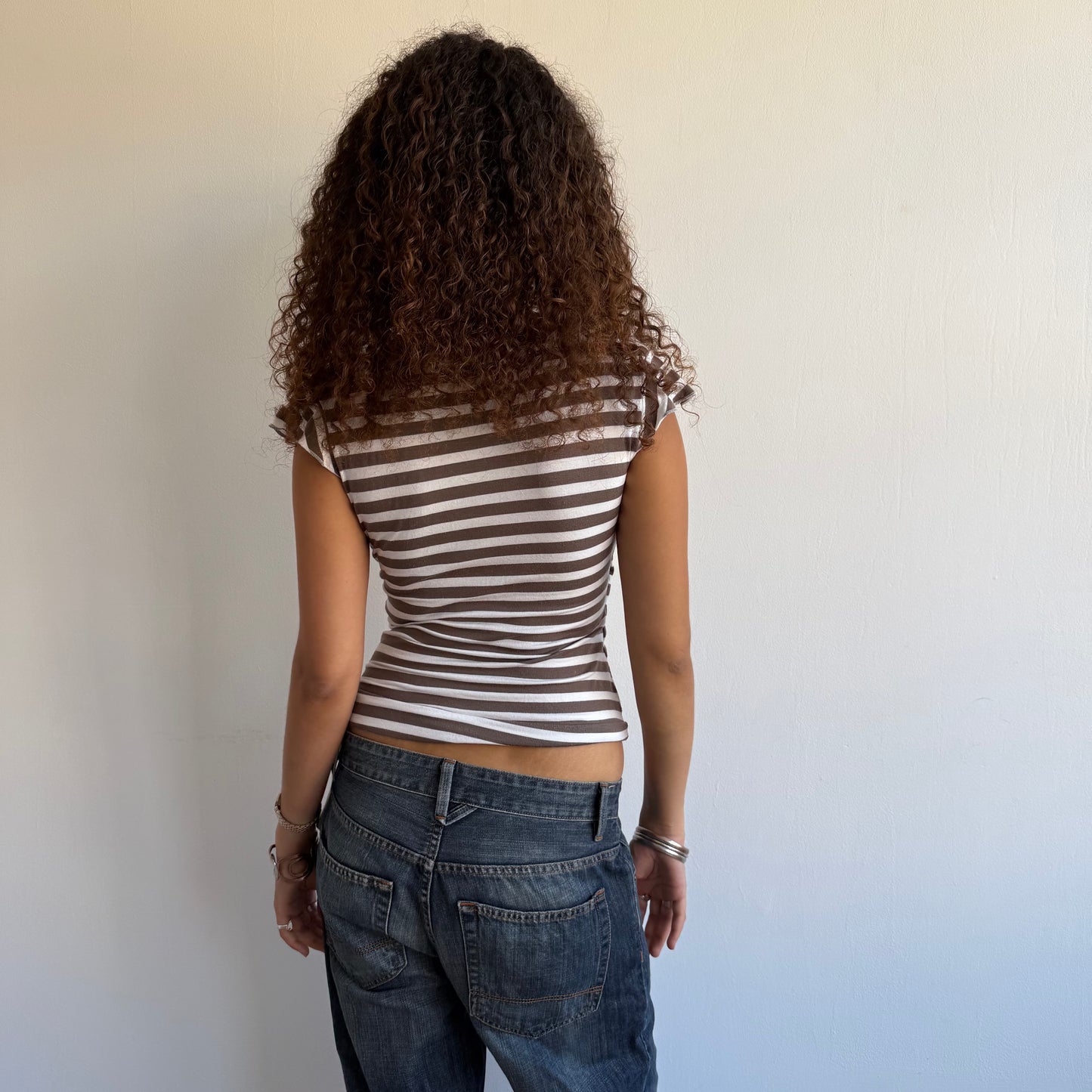 Light brown stripe top - Size S