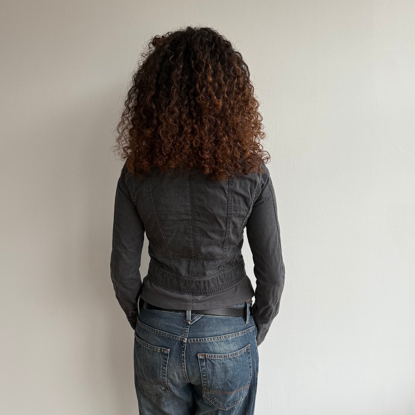 Grey cropped military jacket - Size S