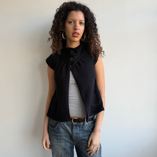 Navy pocket button knit - Size S