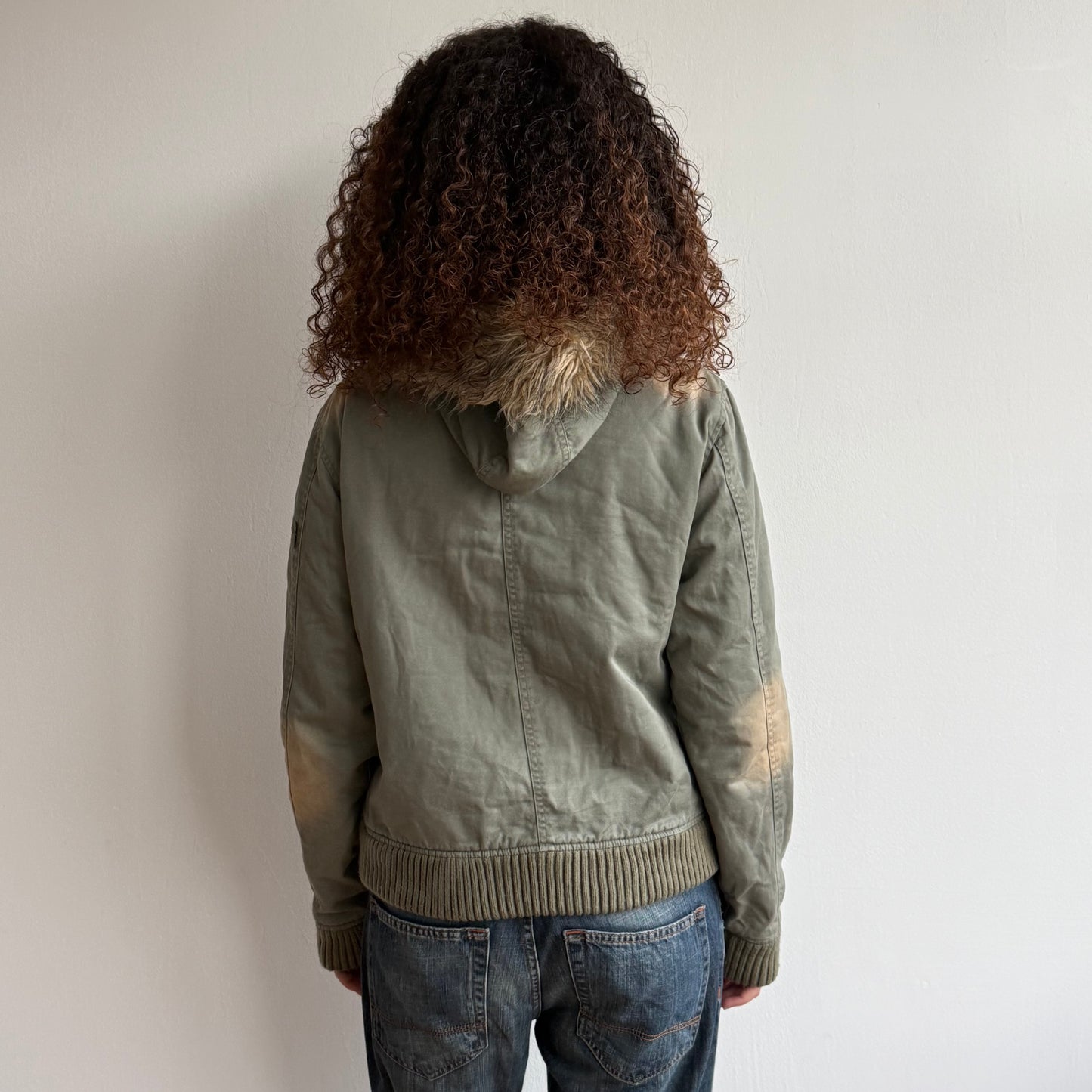 Khaki fur hood bomber - Size M