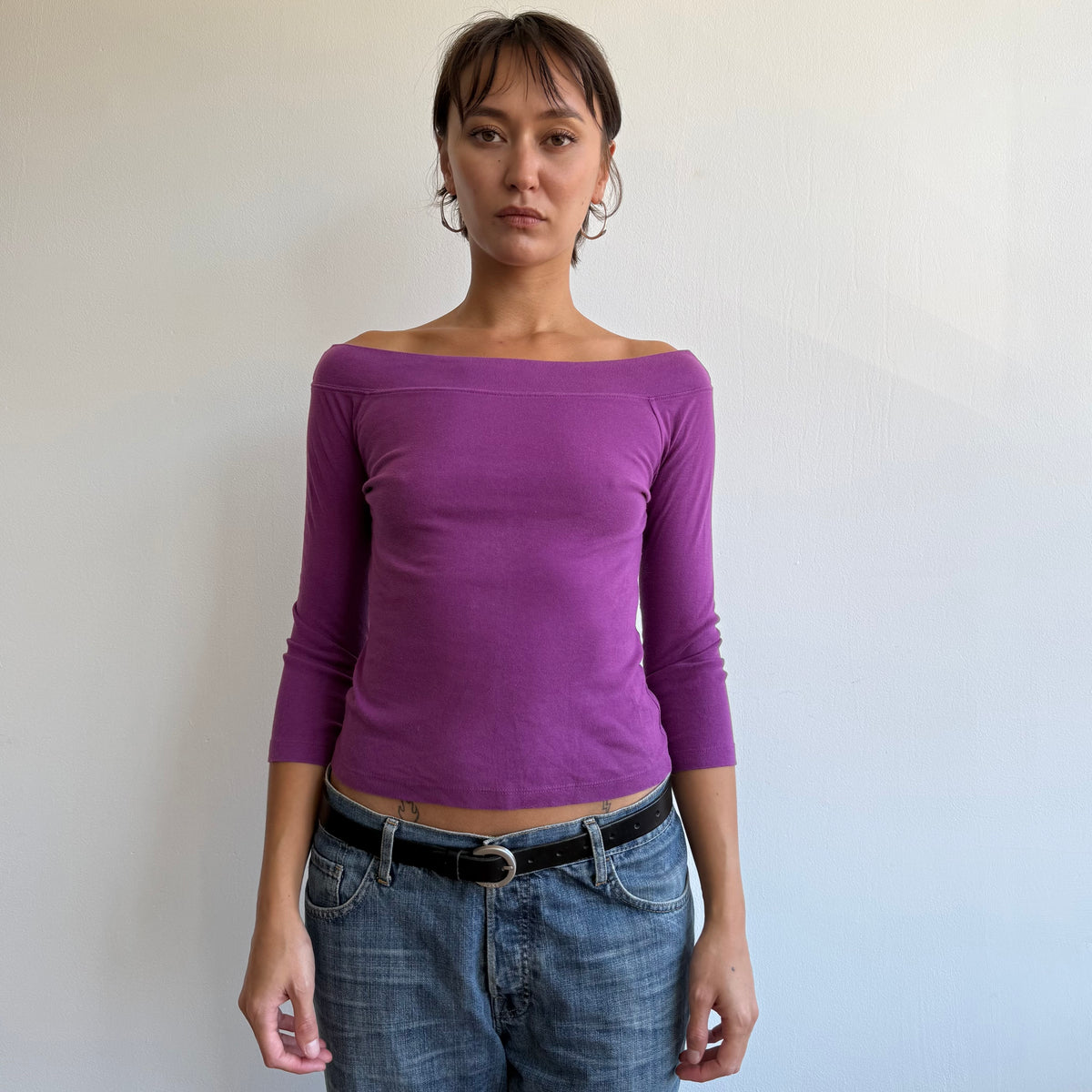 Purple 3/4 sleeve top - Size S