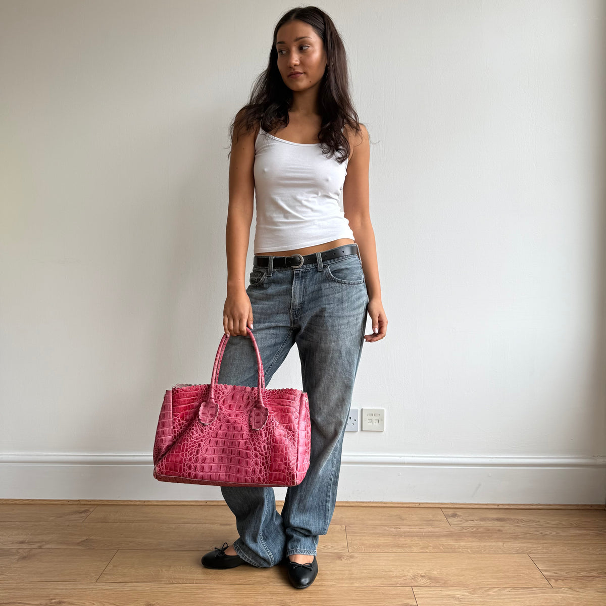 Pink leather snakeskin Furla bag - One Size