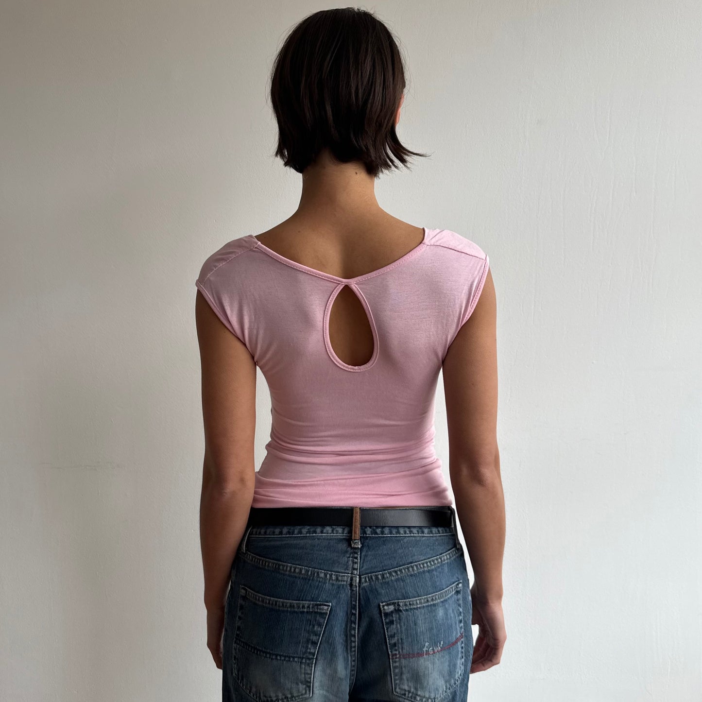 Pink keyhole wrap top - Size S