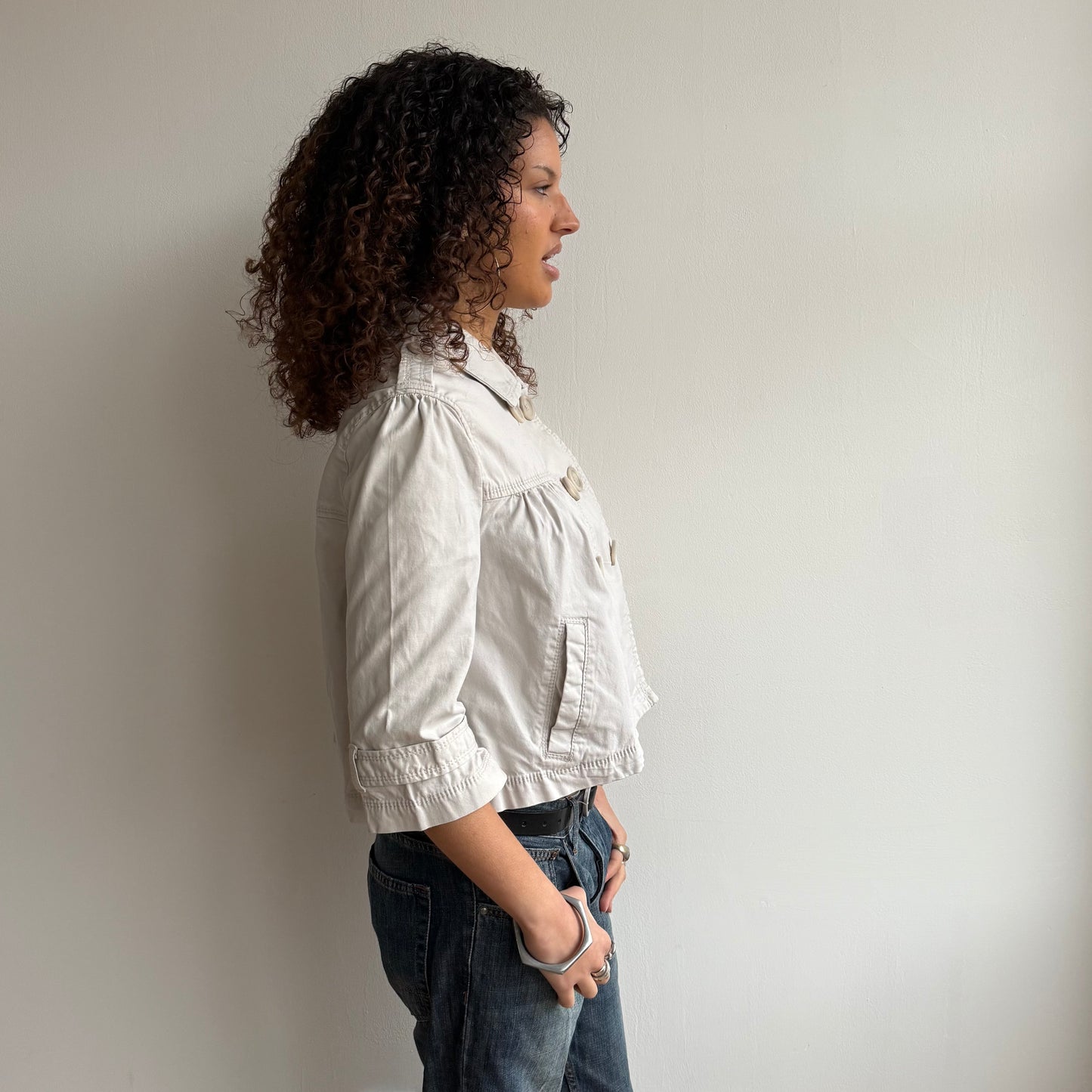 White 3/4 sleeve peacoat - Size M