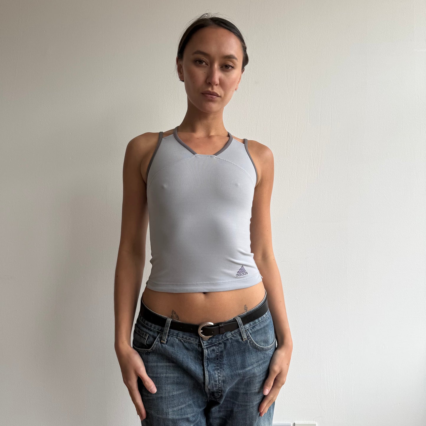 Grey Adidas racer back top - Size XS