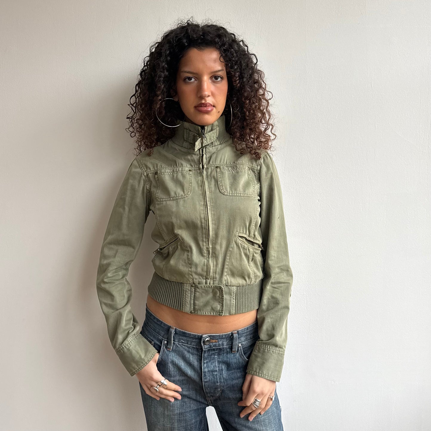 Green cargo bomber jacket - Size S/M