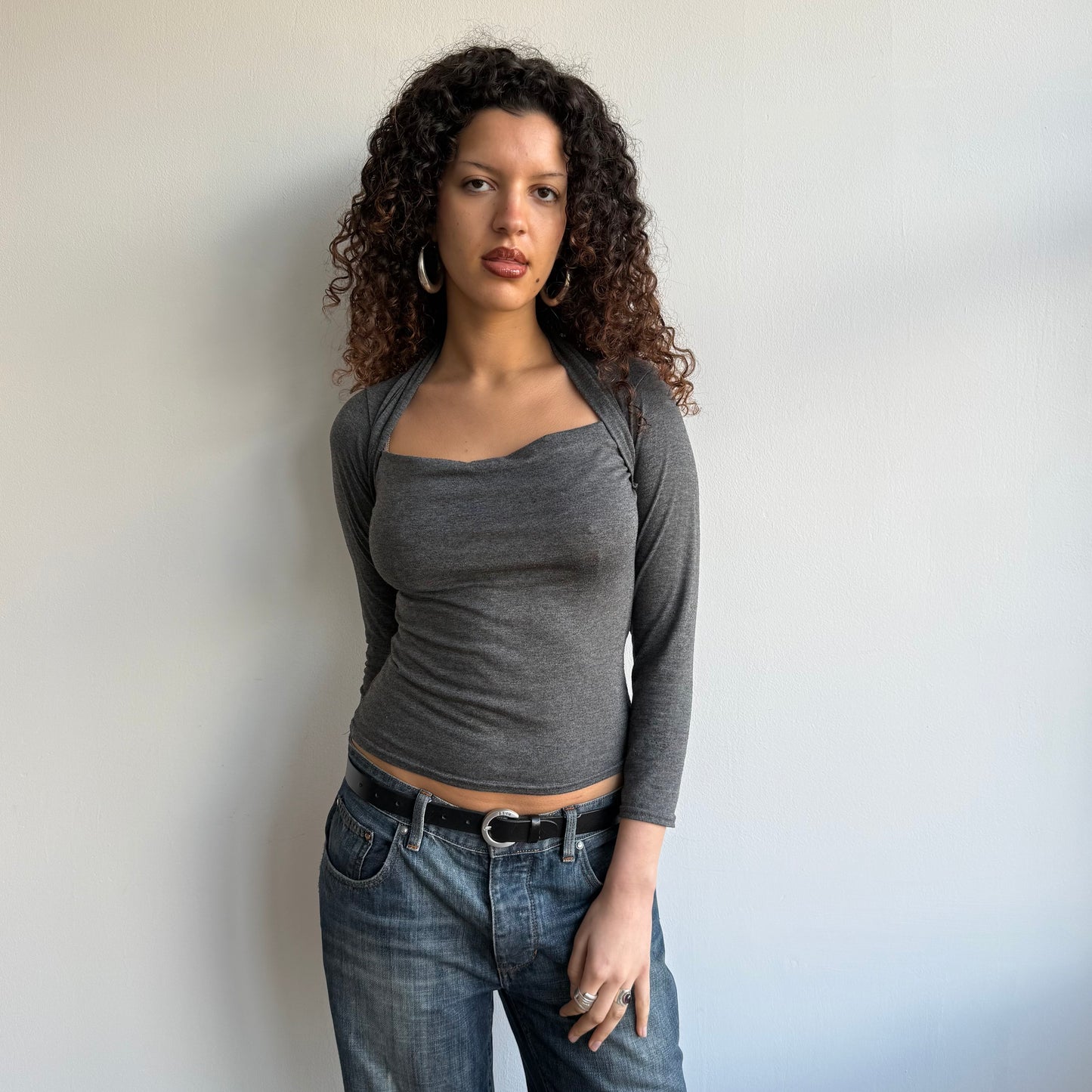 Grey bolero 3/4 sleeve top - Size M