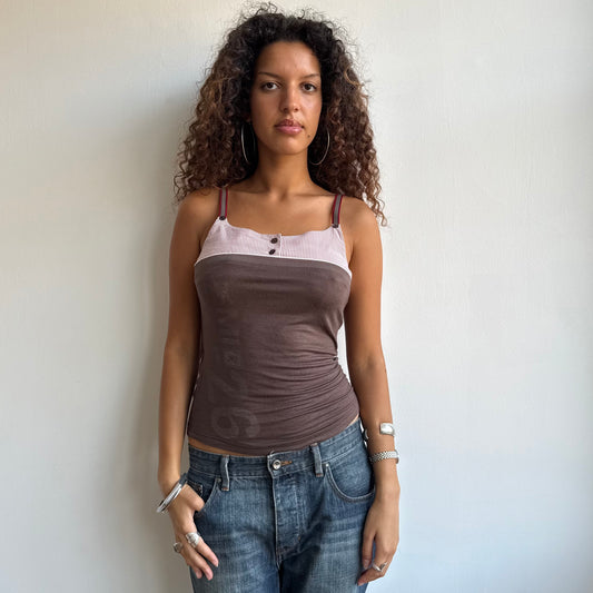 Brown stripe cami top - Size M