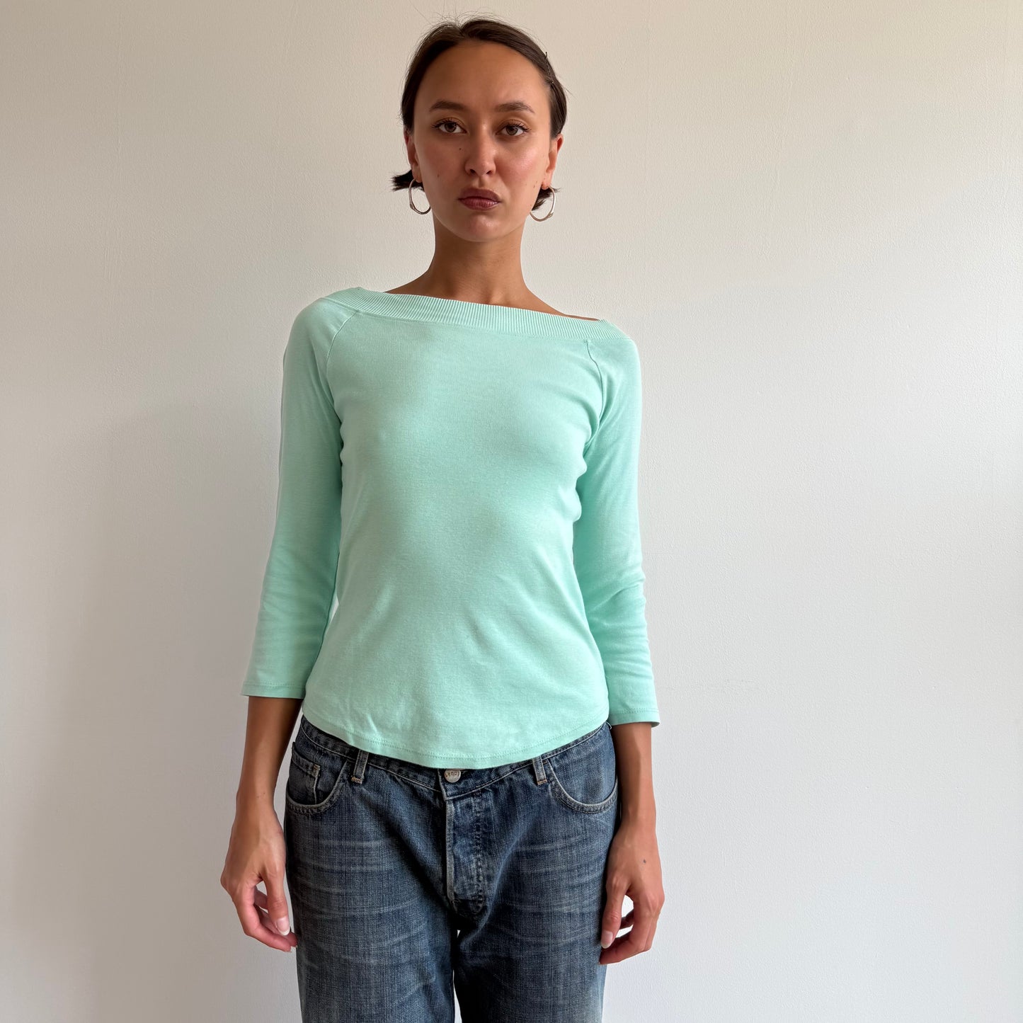 Mint Bardot 3/4 sleeve top - Size M
