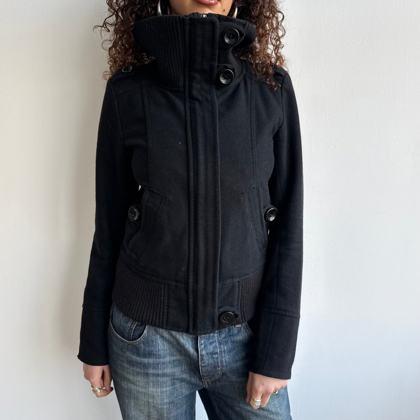Black cargo wool bomber - Size M