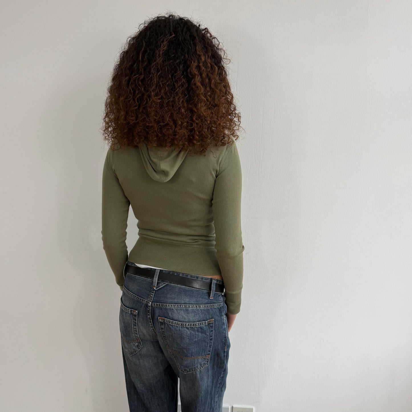 Khaki double zip hoodie - Size S