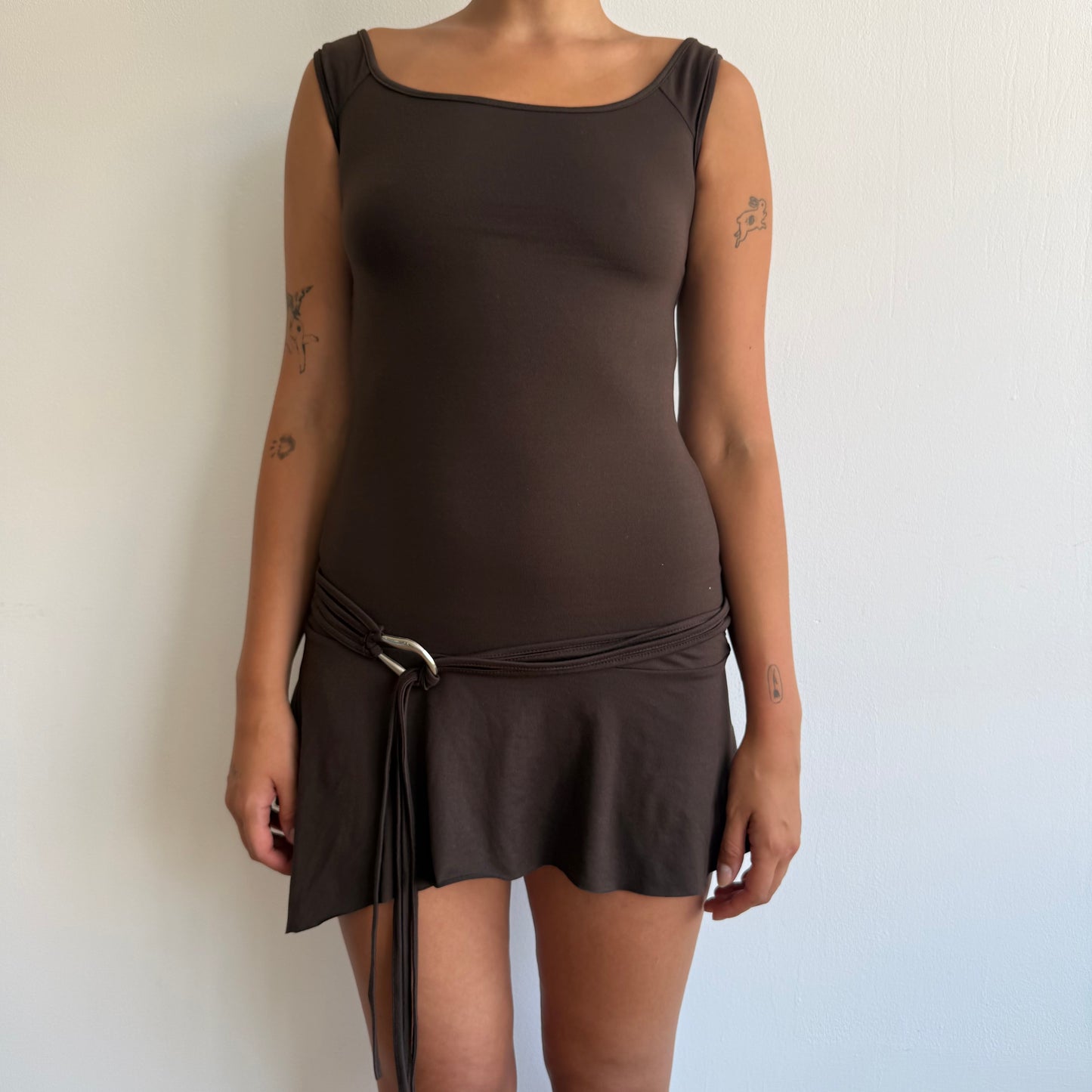 Brown belt mini dress - Size XS