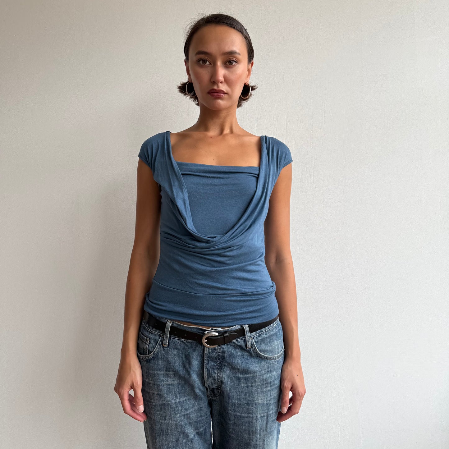 Blue keyhole wrap top - Size S
