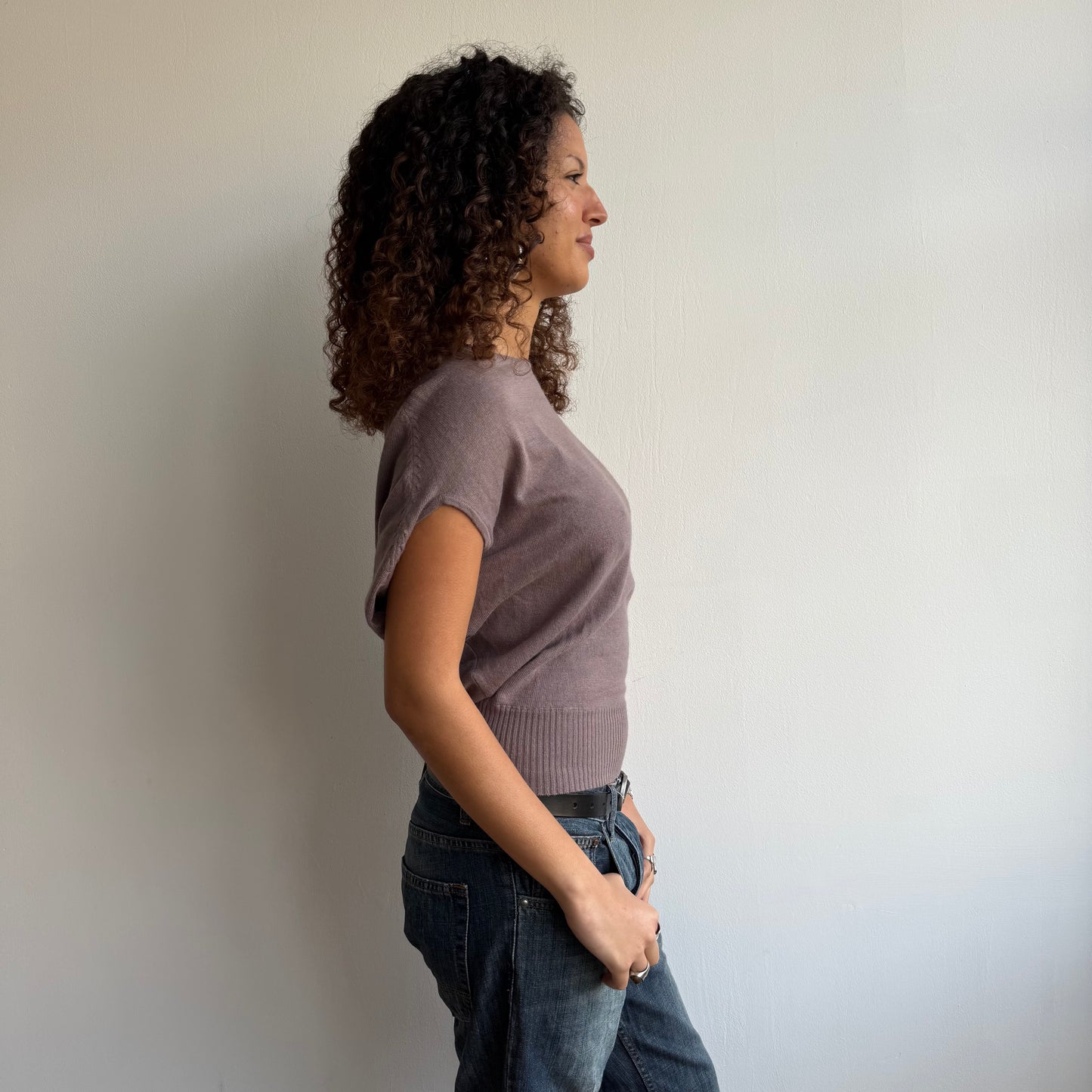 Mauve/taupe short sleeve knit - Size S