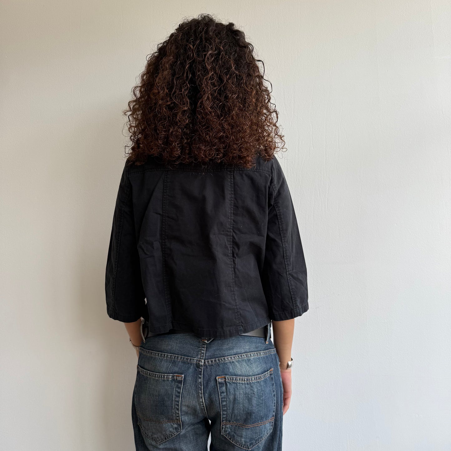 Black button 3/4 swing jacket - Size S