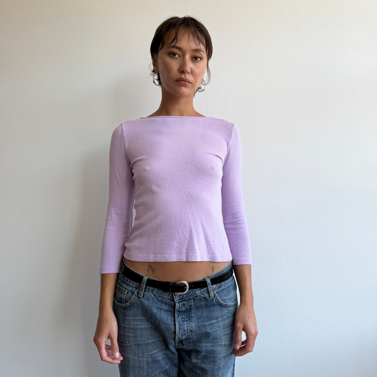 Lilac 3/4 sleeve knit top - Size S/M