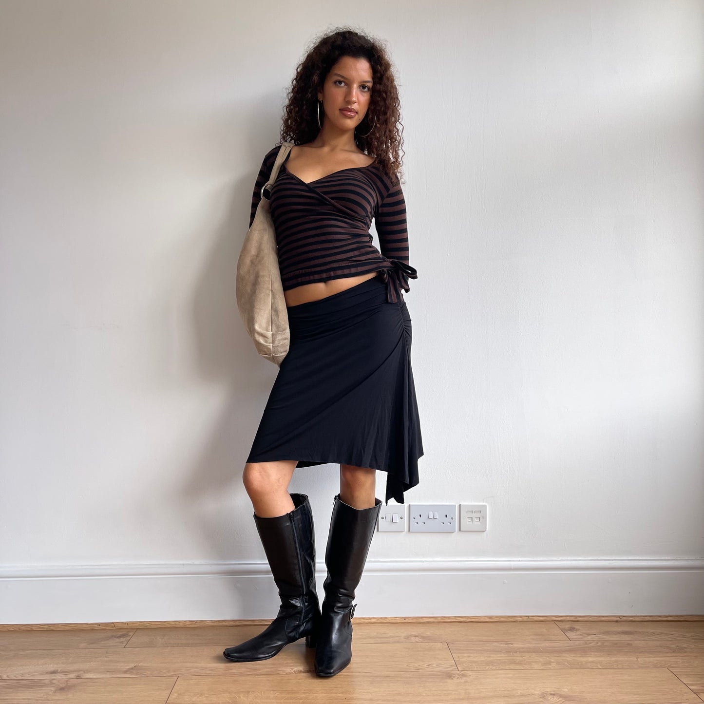 Brown stripe long sleeve top - Size S