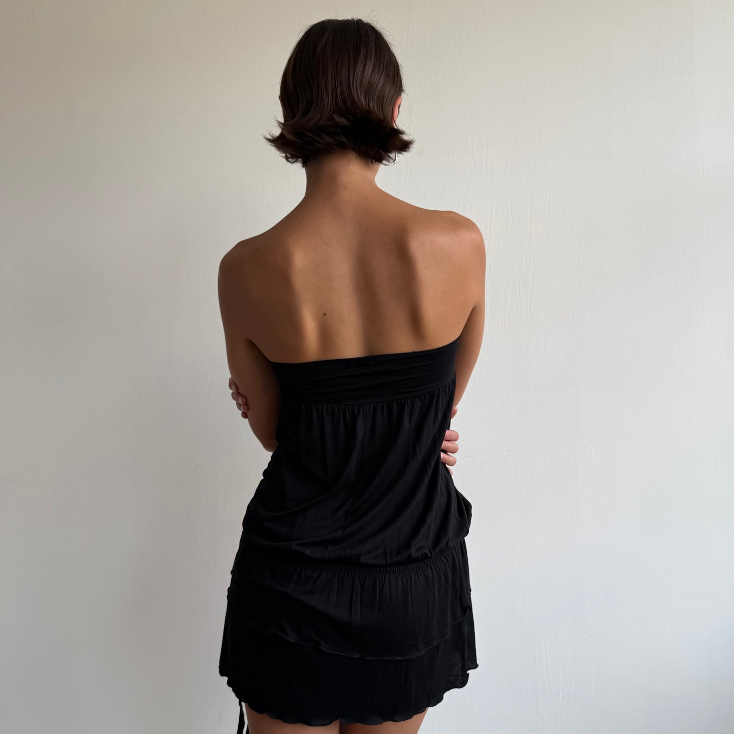 Black ruched mini dress - Size S