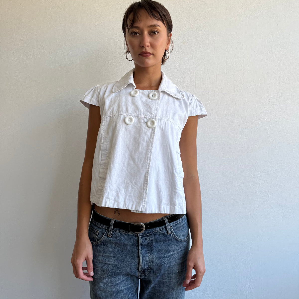 White short sleeve peacoat - Size M