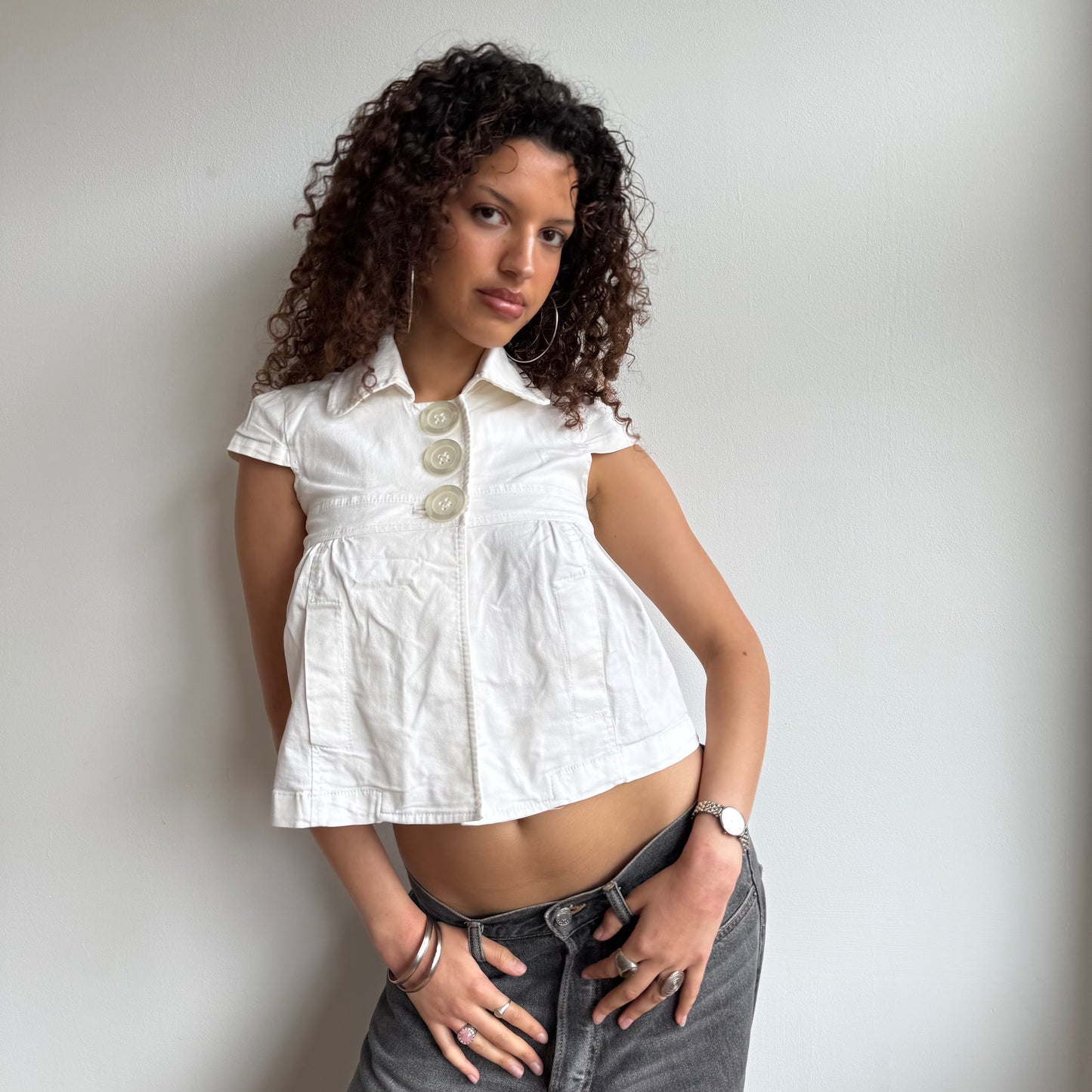 White short sleeve peacoat - Size XS