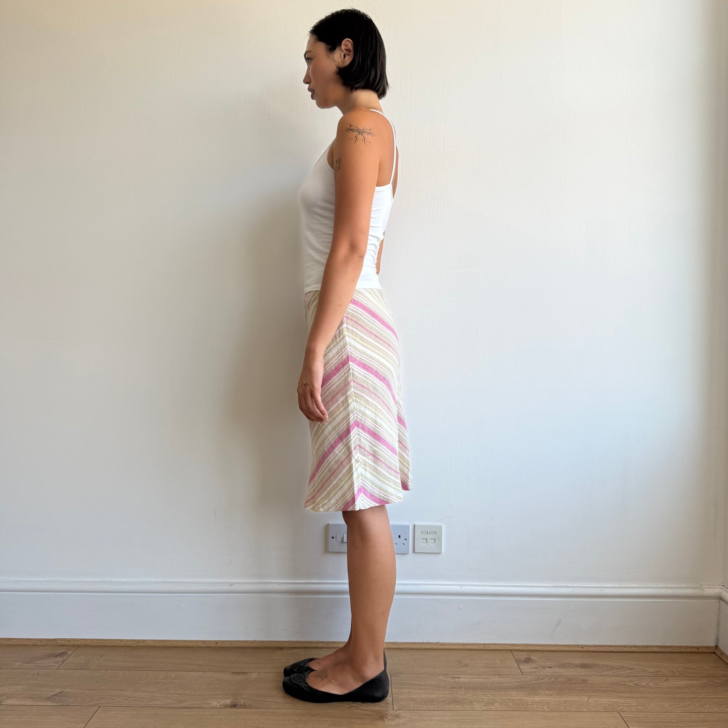 Pink striped midi skirt - Size S