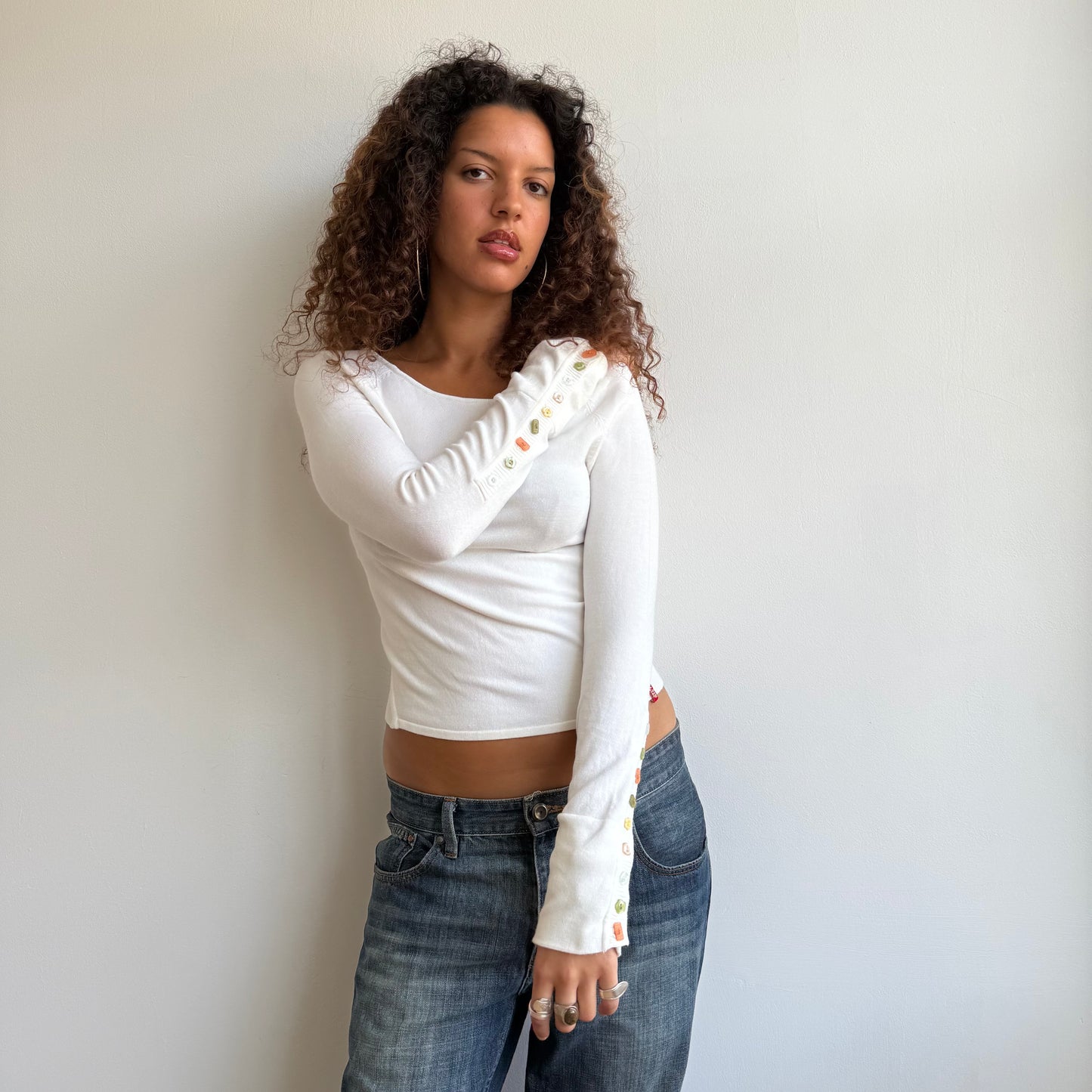 Miss Sixty white button knit -Size S