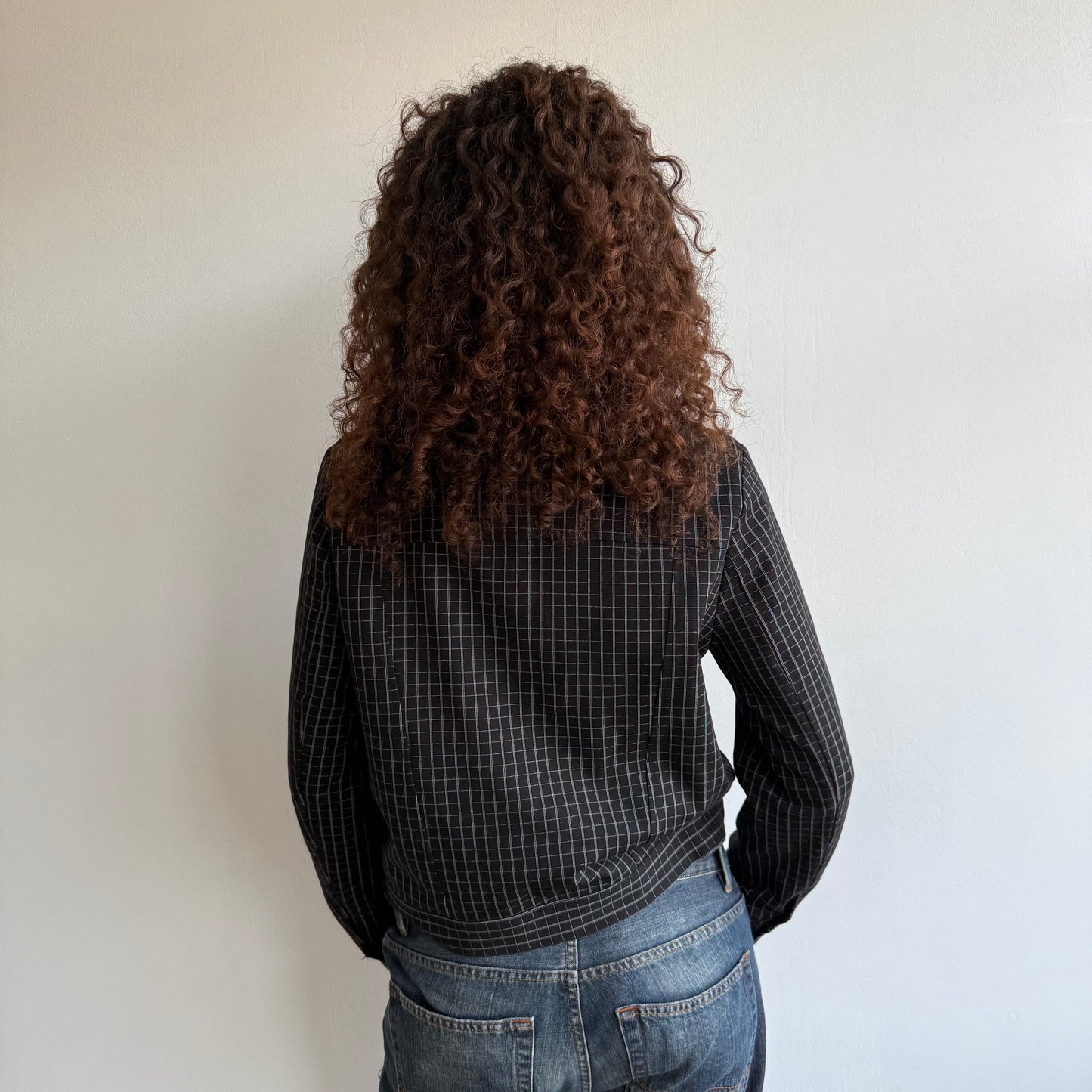 Navy plaid bomber - Size S