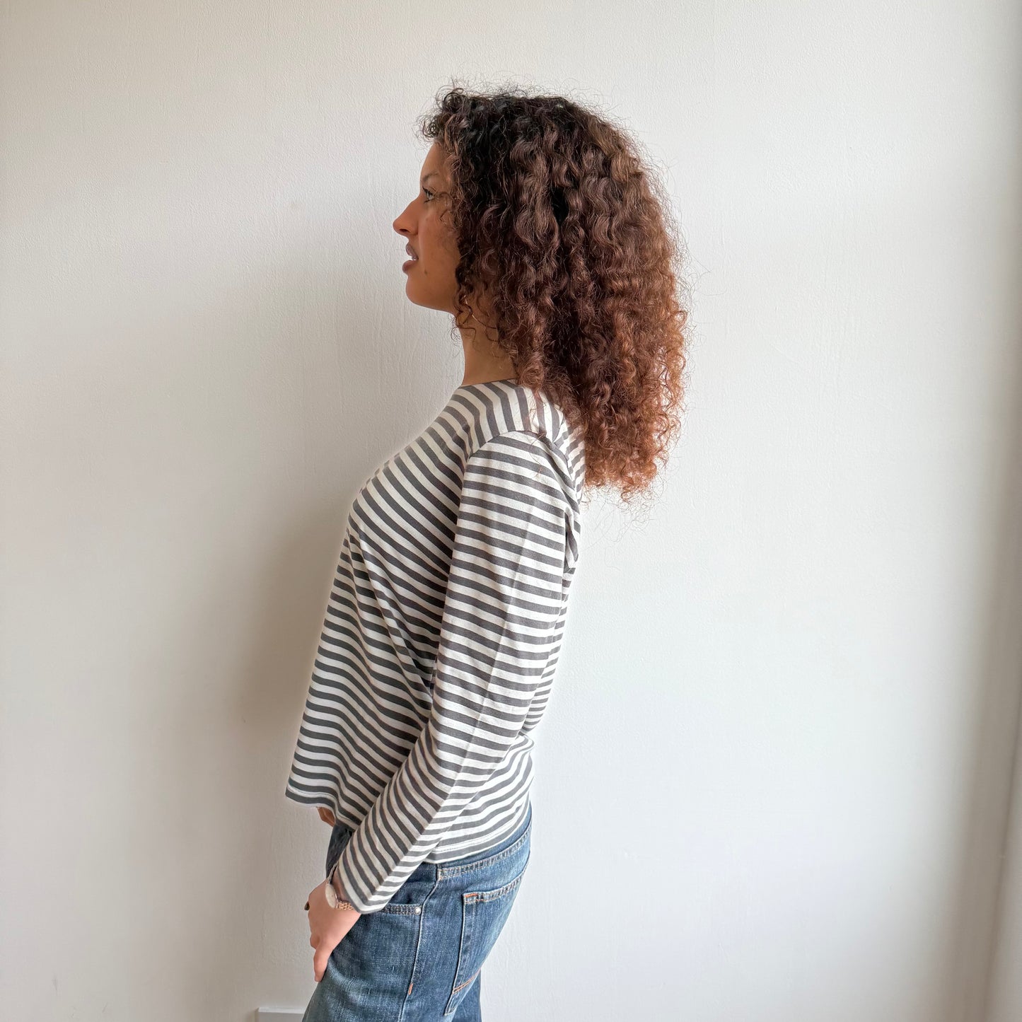 Grey stripe baggy top - Size M/L