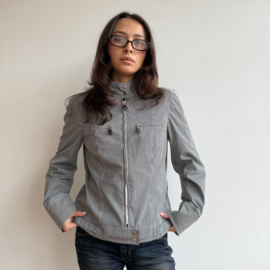 Gingham moto jacket - Size S