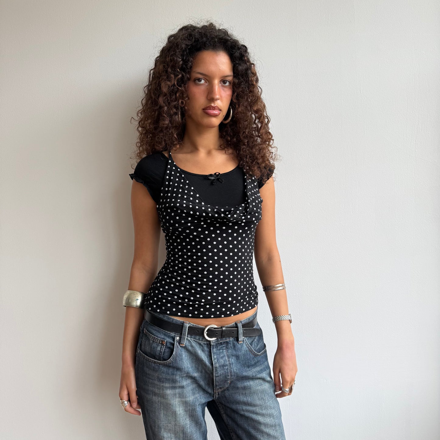 Polka dot cowl neck top - Size S