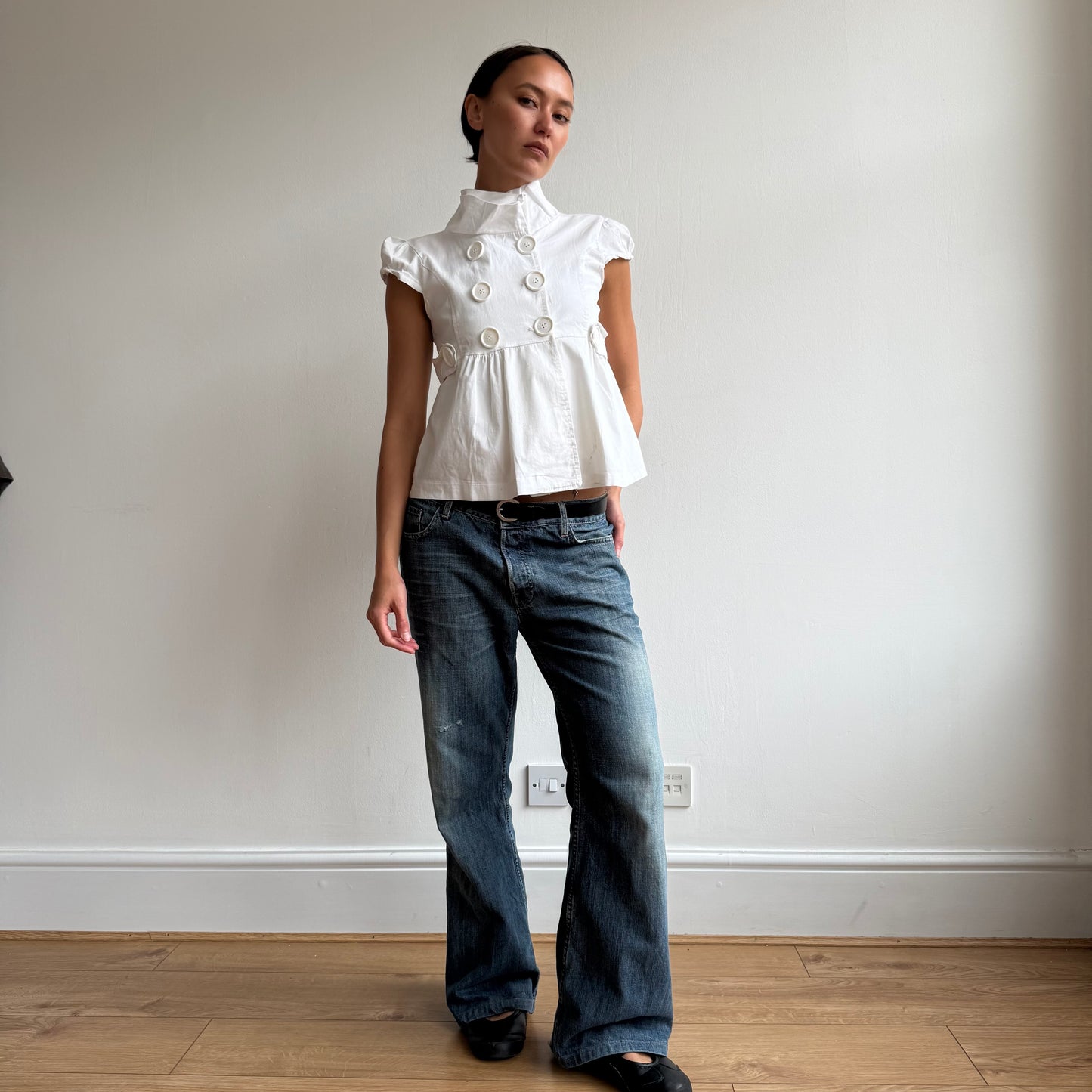 White short sleeve peacoat - Size S