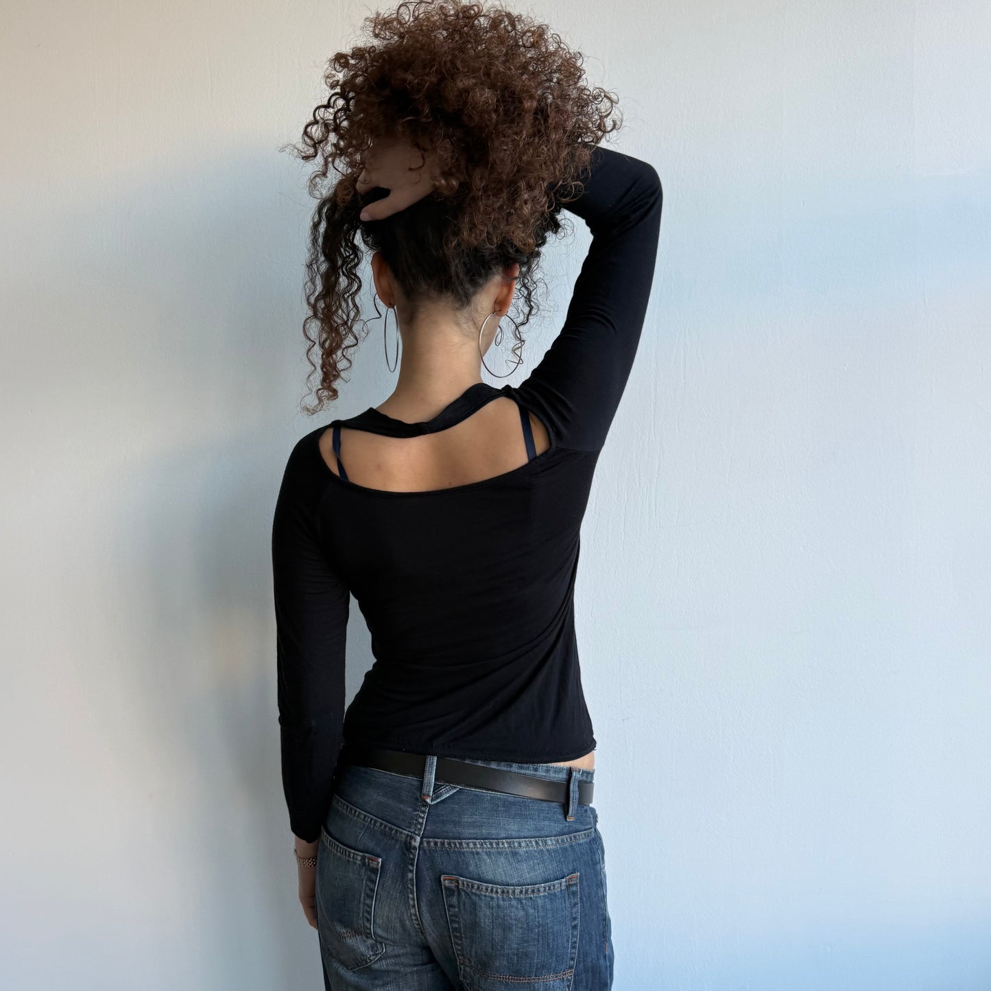 Black double layer keyhole top - Size S