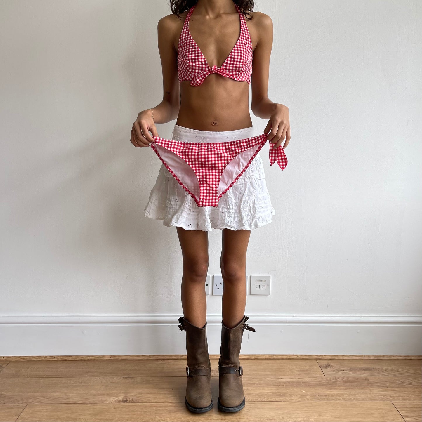 Red gingham bikini - Size S/M