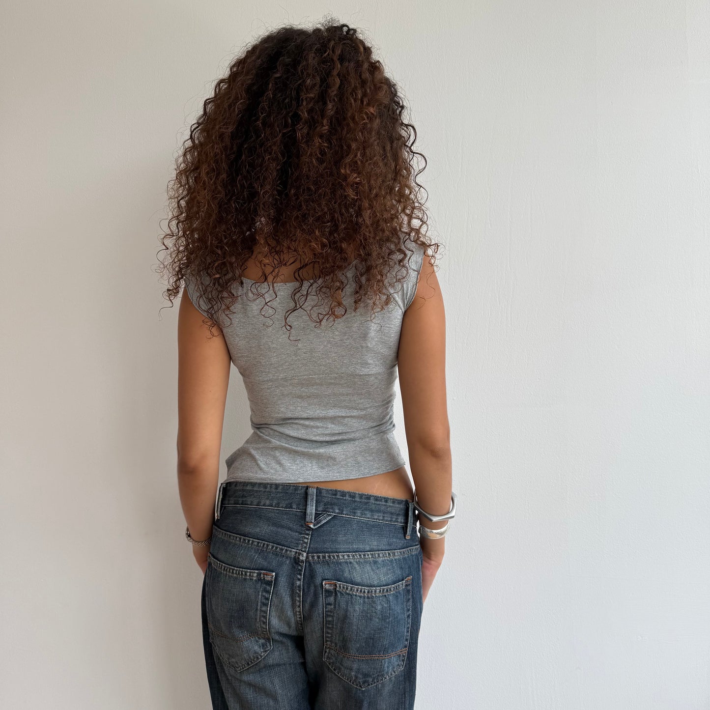 Grey asymmetric wrap top - Size S