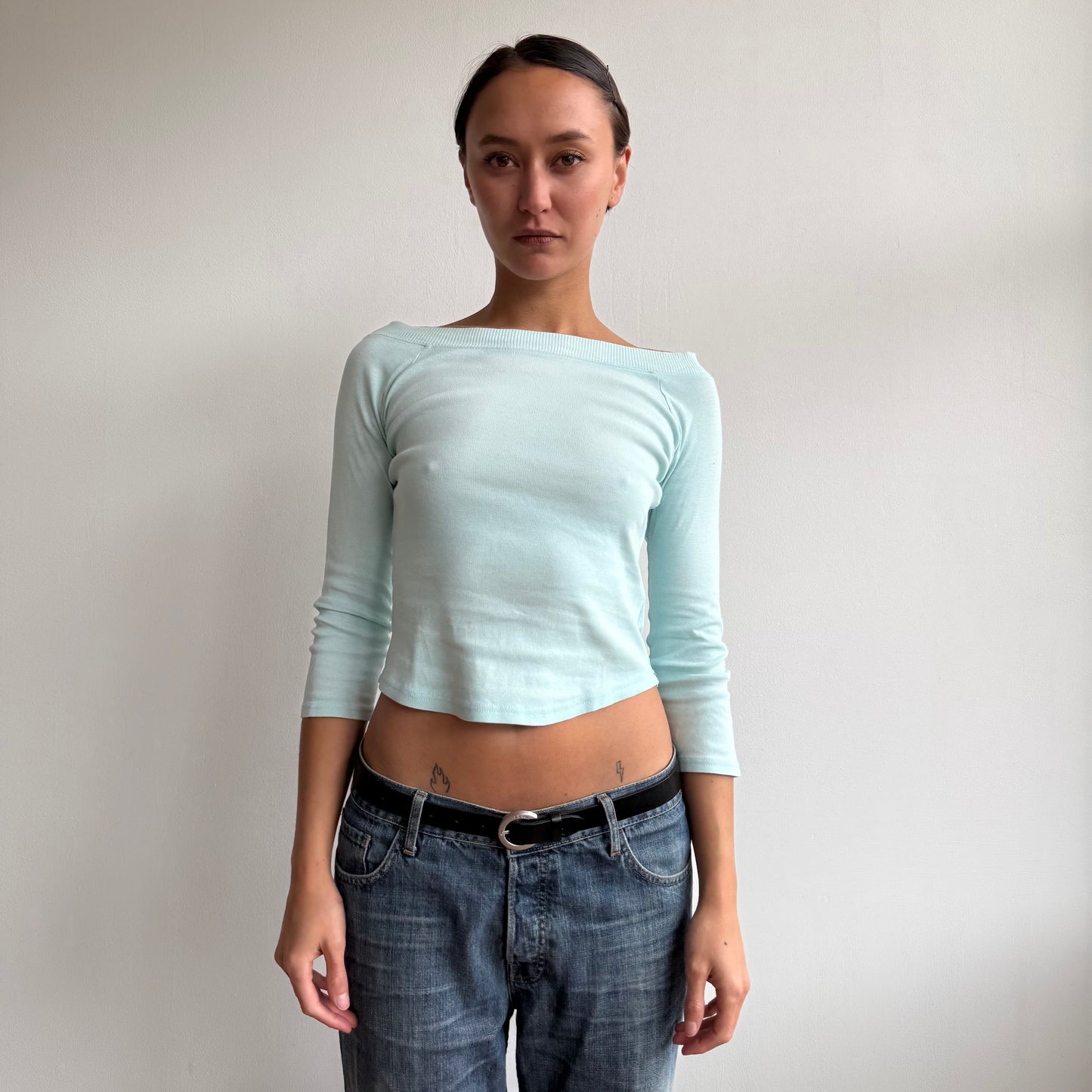 Turquoise 3/4 sleeve top - Size XS
