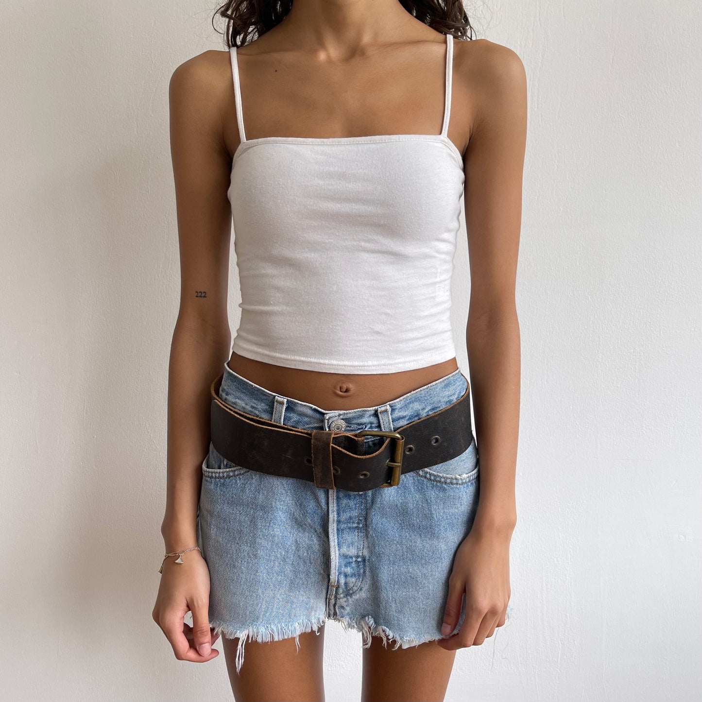 Brown leather belt - OS