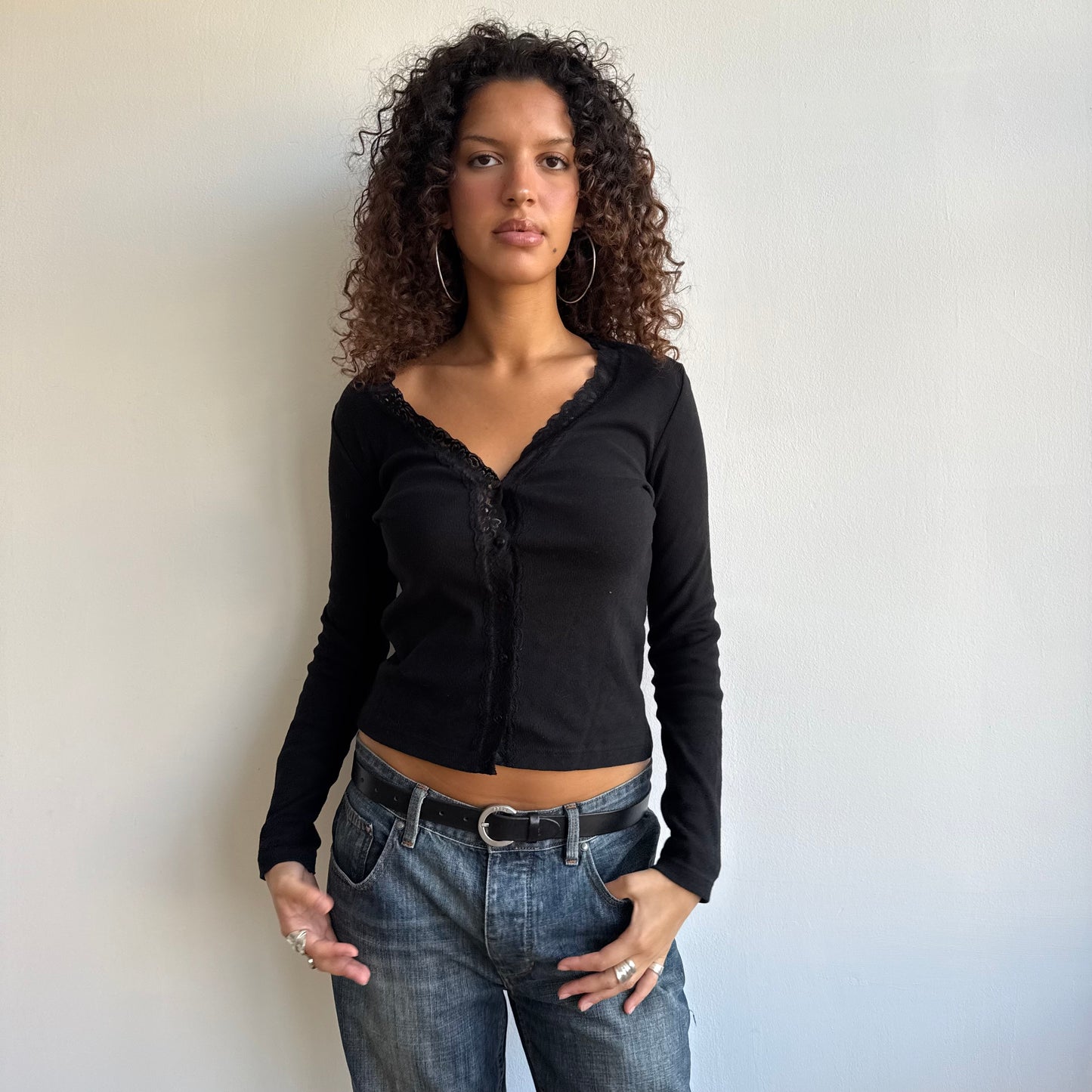 Black pointelle cardi - Size M