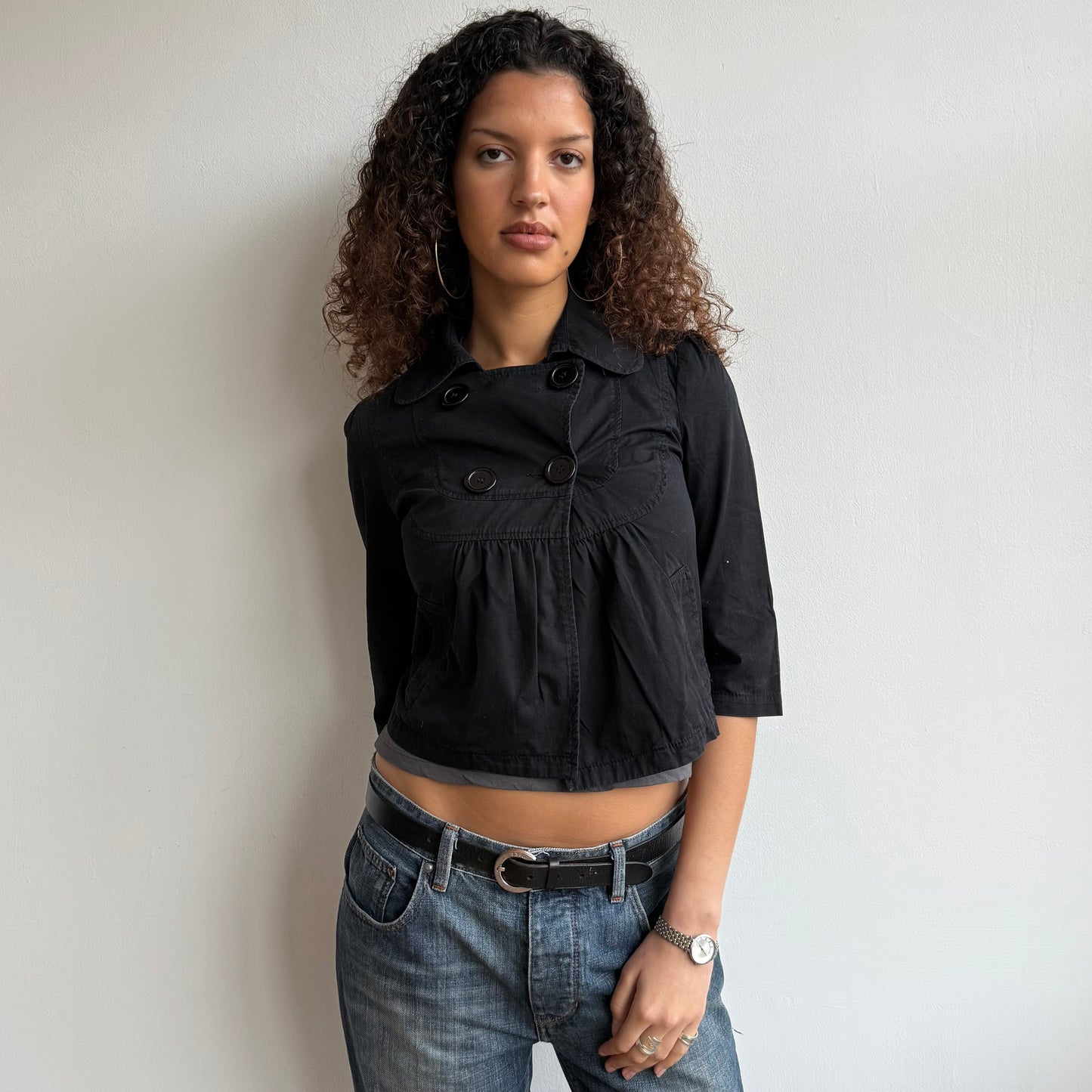 Black 3/4 sleeve jacket - Size XS