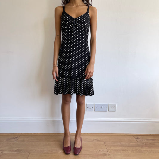 Black polka dot cami dress - Size S