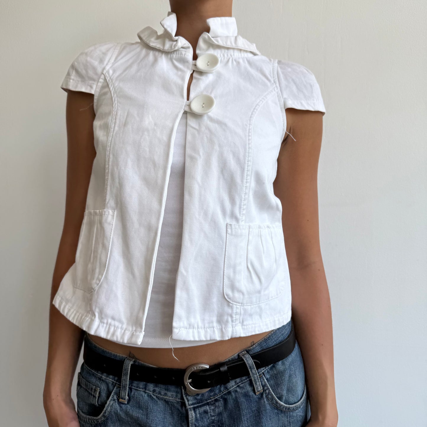 White short sleeve peacoat - Size S