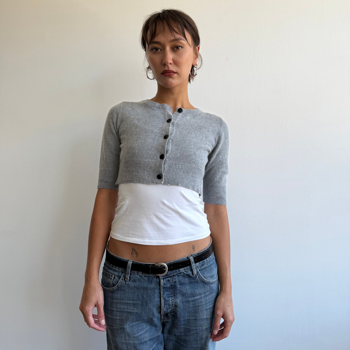 Grey cropped cardi - Size S